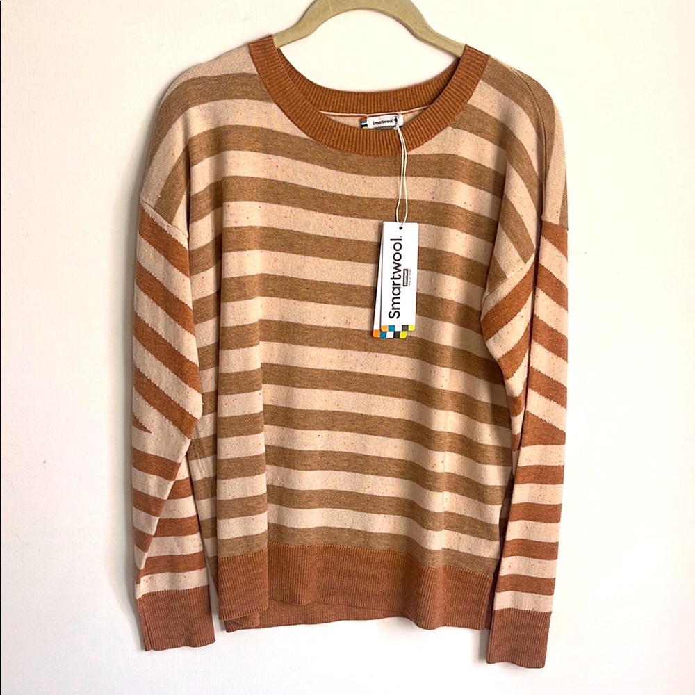 Smartwool Boyfriend Crew Sweater Size Small Almond Donegal NWT